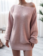 Real shot autumn and winter Europe and the United States long sleeve collar casual loose knitted sweater dress Amazon explosions cross-border women's clothing