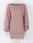 Real shot autumn and winter Europe and the United States long sleeve collar casual loose knitted sweater dress Amazon explosions cross-border women's clothing