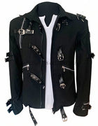 Impersonator Michael Jackson BAD Concert Jacket with Punk Rivet Black Outwear for Men