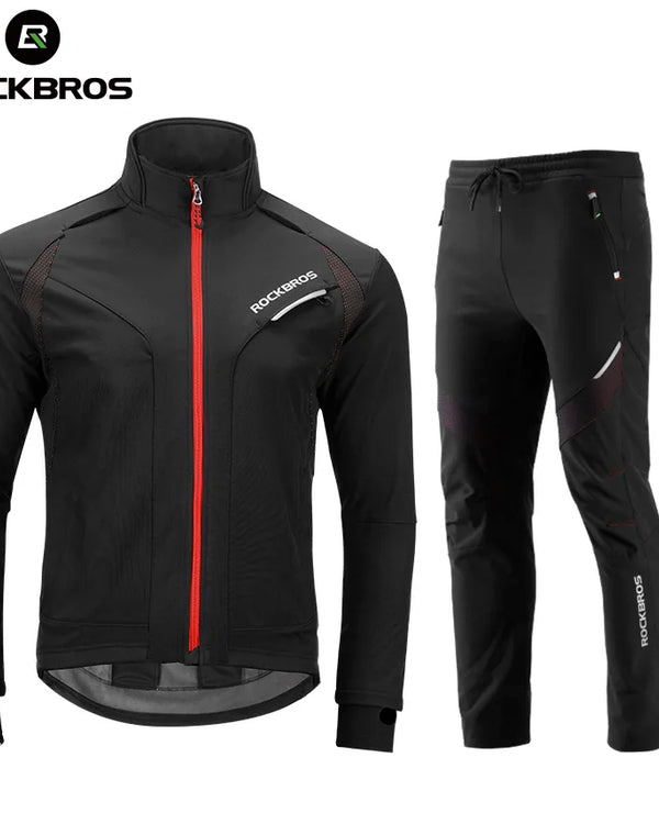 ROCKBROS Long sleeve Cycling Sets Winter Thermal Fleece Jersey Windproof Reflective Jacket Bicycle Sportswear Cycling Clothings