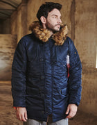 MGP Men's winter standard jacket classic n-3b parka for extreme cold weather waterproof removable faux fur around Hood
