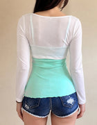Women's Cute Full Sleeve T-Shirt Cami Top Two Piece Set Cardigan Casual Breathable Anti-UV Eco-Friendly Knitted Summer Student