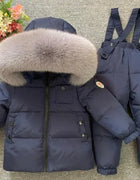 Russian Winter Down Suit Super Warm Children Winter Suits Boys Girl Duck Down Jacket+overalls 2 Pcs Clothing Set  Kids Snow Wear