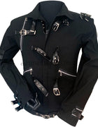 Impersonator Michael Jackson BAD Concert Jacket with Punk Rivet Black Outwear for Men