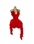 In stock for 2025, Evening European and American women's clothing, sleeveless V-neck, halter, irregular tassel, backless