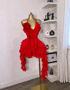In stock for 2025, Evening European and American women's clothing, sleeveless V-neck, halter, irregular tassel, backless