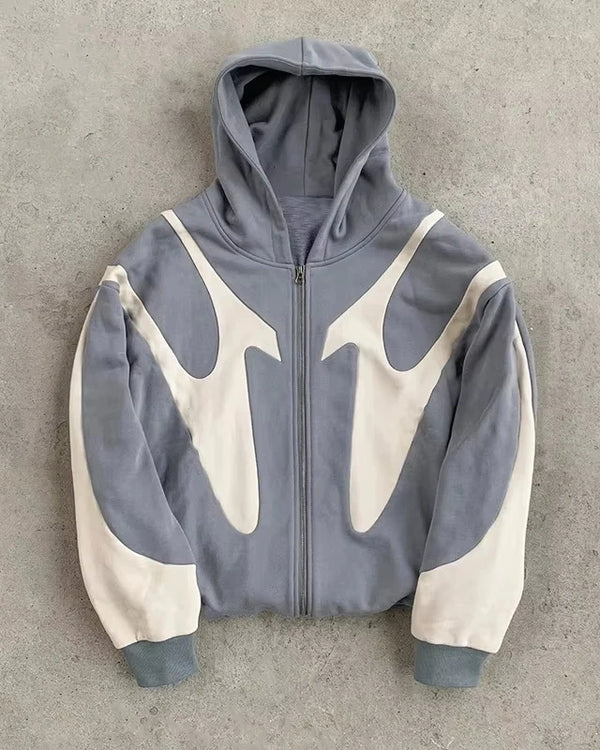 American Retro Letter Printed Devil Pattern Hoodie Y2k Harajuku Casual Couple Zipper Hoodies Sweatshirt Fashion Street Clothing