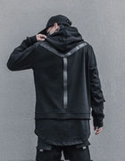 Harajuku Hoodie for Men Patchwork Design Black Sweatshirt Slim 2026 Autumn Dark Cotton Pullover Streetwear Men Clothing