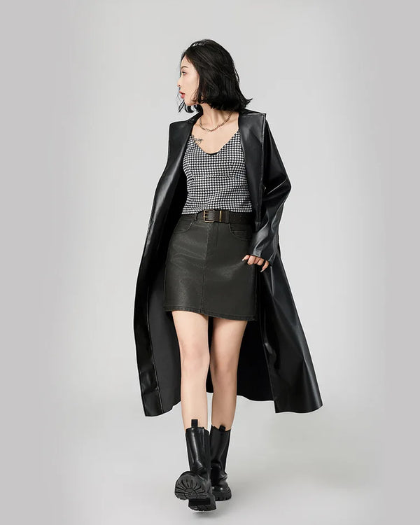 New Style Bathrobe, Leather Windbreaker, Spring and Autumn Wrinkle Resistant Fashionable Leather Jacket, Women's Leather Jacket