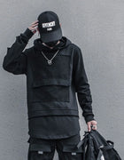 Harajuku Hoodie for Men Patchwork Design Black Sweatshirt Slim 2026 Autumn Dark Cotton Pullover Streetwear Men Clothing