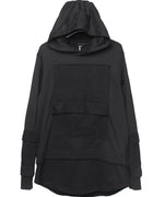 Harajuku Hoodie for Men Patchwork Design Black Sweatshirt Slim 2026 Autumn Dark Cotton Pullover Streetwear Men Clothing