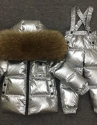 Russian Winter Down Suit Super Warm Children Winter Suits Boys Girl Duck Down Jacket+overalls 2 Pcs Clothing Set  Kids Snow Wear
