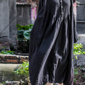 2024 New Vintage Artistic Cotton Linen Lantern Sleeve Long Sleeve Dress Slimming Zen Robe