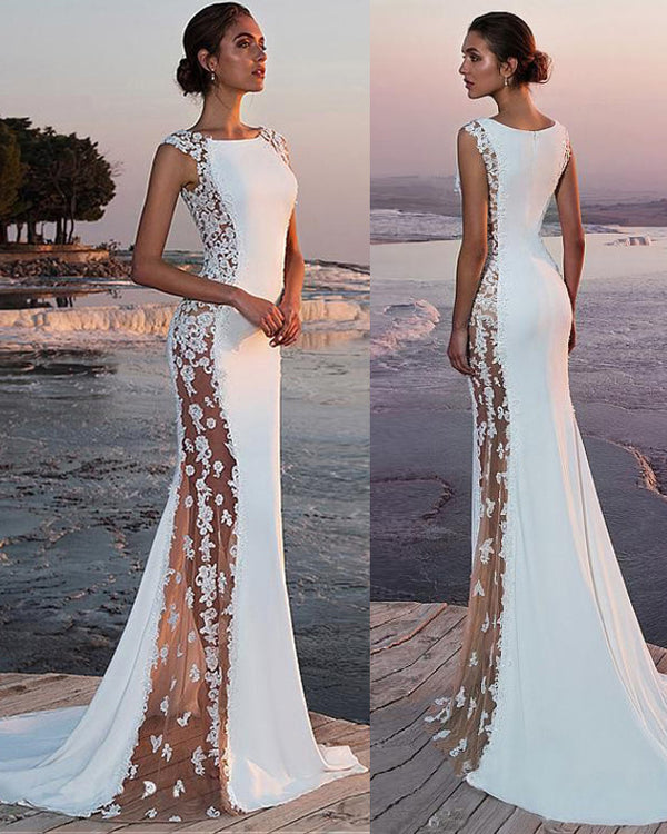 Cross-border European and American Evening Dress Lace Stitching Super Long Dress Vacation Sexy Hollow Female Amazon Factory