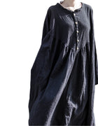 2024 New Vintage Artistic Cotton Linen Lantern Sleeve Long Sleeve Dress Slimming Zen Robe