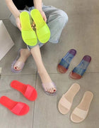 Summer New Crystal Slippers for Women, Large Size, Fashionable Jelly Outer Wear, Casual Home Couple, Deodorant Flip Flops, Cross-Border
