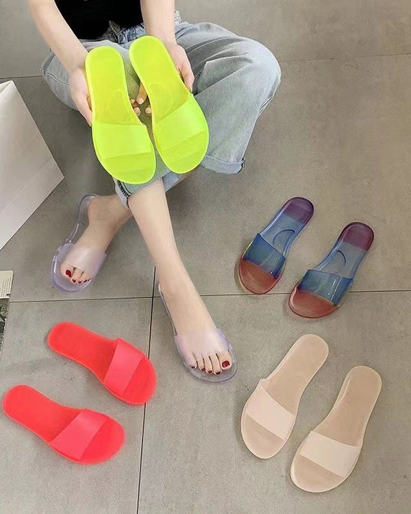 Summer New Crystal Slippers for Women, Large Size, Fashionable Jelly Outer Wear, Casual Home Couple, Deodorant Flip Flops, Cross-Border