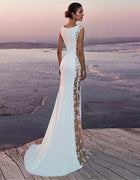 Cross-border European and American Evening Dress Lace Stitching Super Long Dress Vacation Sexy Hollow Female Amazon Factory
