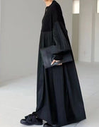 2025 Japanese Style Autumn New Pleated Diamond Pattern Sweater Spliced Long Dress in Stock