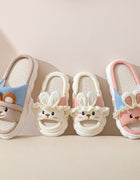 Cute lace rabbit parent-child male and female baby adult indoor and outdoor home wooden floor thickened linen Four Seasons slippers