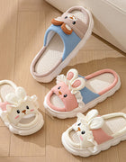 Cute lace rabbit parent-child male and female baby adult indoor and outdoor home wooden floor thickened linen Four Seasons slippers