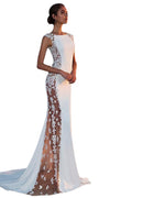 Cross-border European and American Evening Dress Lace Stitching Super Long Dress Vacation Sexy Hollow Female Amazon Factory