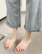 Summer New Crystal Slippers for Women, Large Size, Fashionable Jelly Outer Wear, Casual Home Couple, Deodorant Flip Flops, Cross-Border