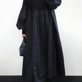 2025 Japanese Style Autumn New Pleated Diamond Pattern Sweater Spliced Long Dress in Stock