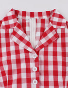 European and American Amazon cross-border suit collar plaid retro ruffled strap waist Hepburn style women's dress