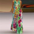 2026 New Summer Women's Sleeveless Long Dress V-Neck Floral Print Dress European and American Cross-Border Foreign Trade Women's Clothing