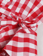 European and American Amazon cross-border suit collar plaid retro ruffled strap waist Hepburn style women's dress