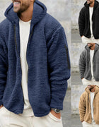 Men's Autumn and Winter Double-Sided Fleece Warm Jacket  Loose Hooded Casual Jacket
