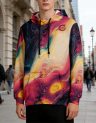 Men's Oversize Hoodie Modern Abstract Art Print Sweatshirt Fluid Graphic Pullover Hoodie with Pocket Streetwear Couple Fashion