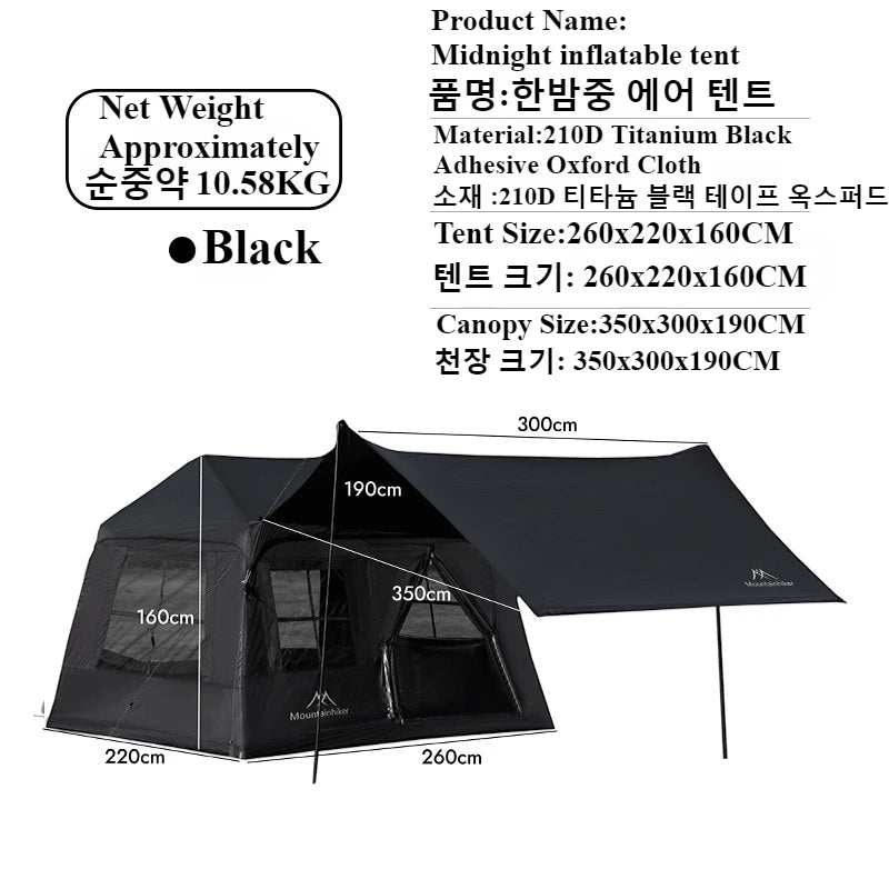 MOUNTAINHIKER Inflatable Tent Outdoor Camping 4-5 People with Windows Portable Waterproof Family Awning Tent Four Season Tents