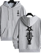 Mens Gothic Hoodie Satanic Symbol Print Street Fashion Warm Pullover Autumn Winter Male Home Outdoor Comfort Casual Sweatshirt