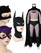 Selina Kyle Mask Bat Knight Disguise Cartoon Bruce Cospaly Jumpsuit Cloak Headwear Costume Outfits Halloween Carnival Party Suit