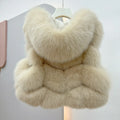 Fox Fur Sleeveless Vest Women Warm Winter Coat Plush Jackets For Women Neck Hat Coats Waistcoat Women's Vest Teddy Coat