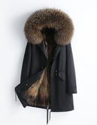 AYUNSUE Real Fur Coat Women Real Fox Fur womens Parka Liner Detachable 2025 Winter Clothes Warm Raccoon Fur Collar Шуба Женская