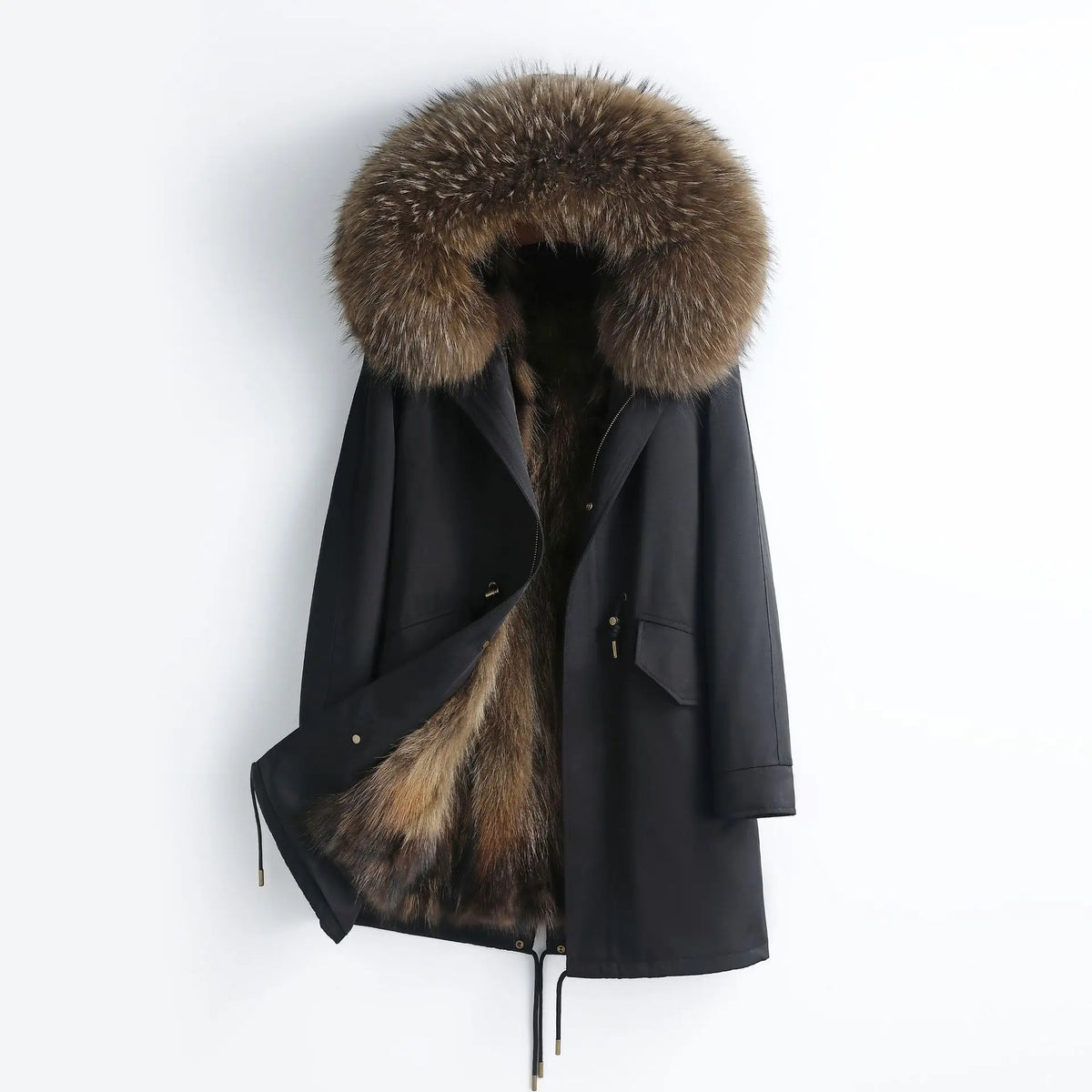 AYUNSUE Real Fur Coat Women Real Fox Fur womens Parka Liner Detachable 2025 Winter Clothes Warm Raccoon Fur Collar Шуба Женская