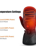 Winter Ski Snowboard Gloves Rechargeable Heated Thermal Leather Waterproof High Temperature Mittens With Battery Woman Men Black