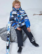 Children's Skisuits Boys Girls Winter Windproof Waterproof Warm Fleece Hooded Jacket Pants Skiing Suits Snowboarding Sports Wear