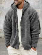 Men's Autumn and Winter Double-Sided Fleece Warm Jacket  Loose Hooded Casual Jacket