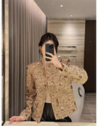 Women French Style Sequined Fragrant Short Jacket Temperament Light New Tweed Fashion Versatile Spring Autumn Jacket Top