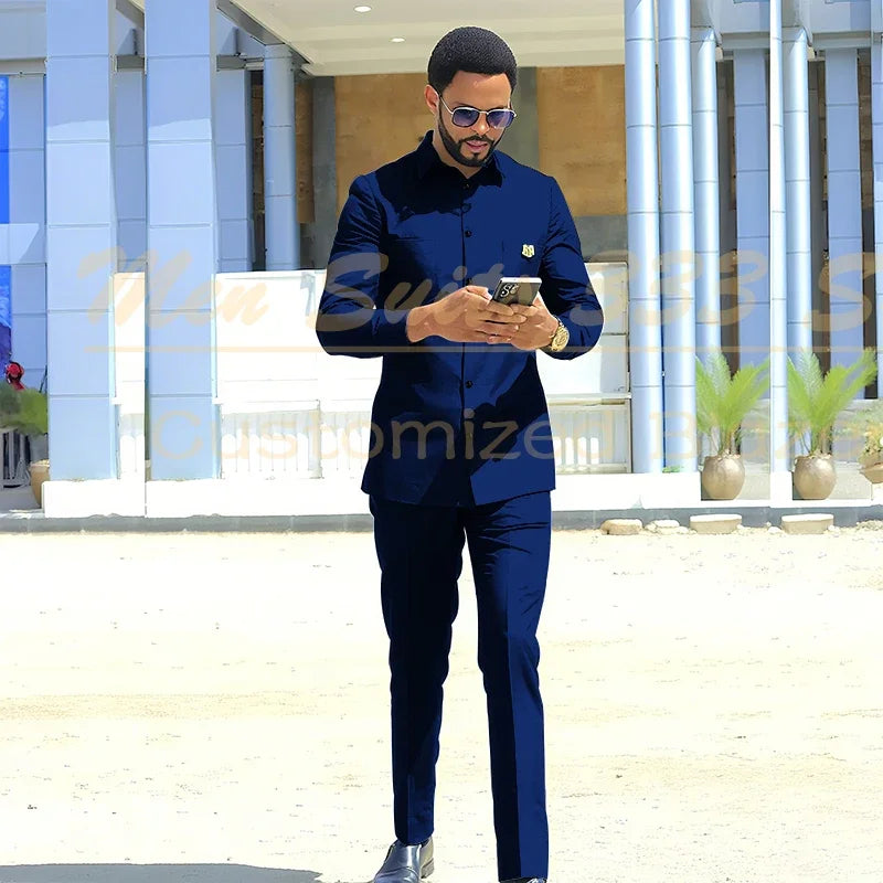 Fashion Men Suits Customzied Outfits High Quality 2 Piece Jacket Pants Outfits Formal Wedding Hot Sell In Stock
