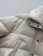 Women's down jacket 2026 Winter New Lamb Fleece Collar Splicing Warm Thick Coat 90 white duck down filling puffer jacket parka