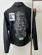 ER/D 25ss custom-dyed lambskin embroidered short wide leather jacket