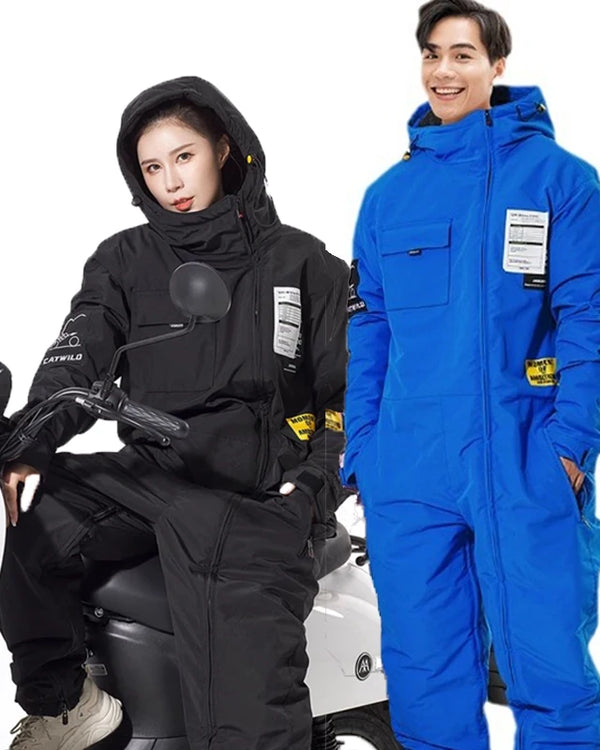 Motorcycle Jacket ColdProof Windproof Suit Motorcycle Cross-country Equipment Men's and Women's Winter Ski Fishing Suit Velvet