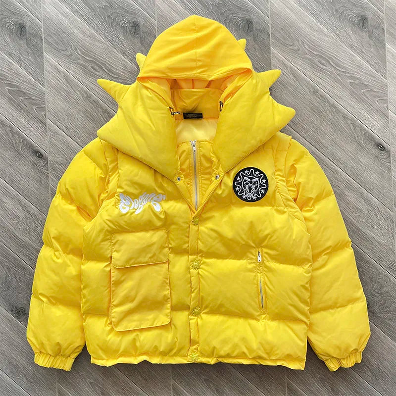 GLO GANG Vest Jacket High-quality Embroidered Printed Cotton Coat Detachable Sleeves Outerwear