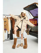 ELFSACK Design Utility Style Mid Length Hooded Down Jacket For Women