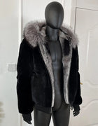 Men Rabbit Fur Coat Winter Short Real Rex Rabbit Fur Jacket With Hood Black Fur Coats Chinchilla Fur